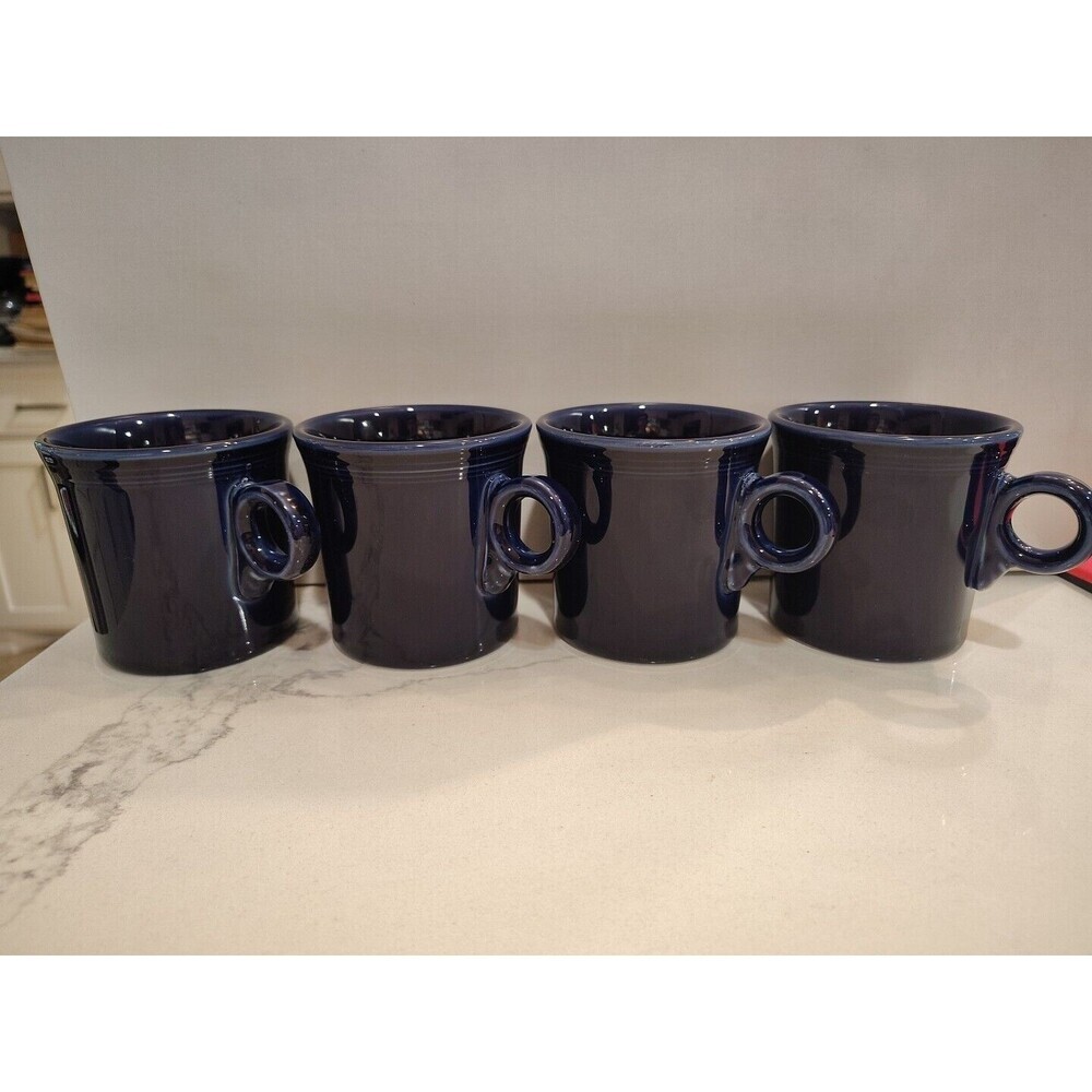 COBALT Blue Fiesta Fiestaware Tom & Jerry Ring Handle Coffee Cup Mug Set Of 4